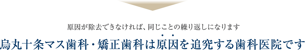 原因が除去できなければ、同じことの繰り返しになります 烏丸十条マス歯科・矯正歯科は原因を追求する歯科医院です